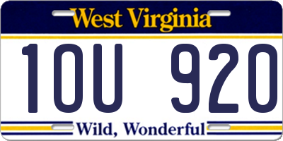 WV license plate 1OU920