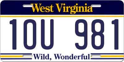 WV license plate 1OU981