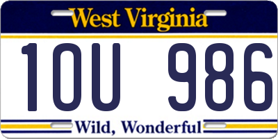 WV license plate 1OU986