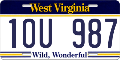WV license plate 1OU987
