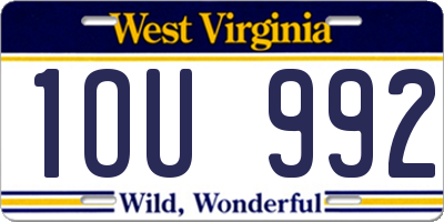 WV license plate 1OU992
