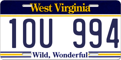 WV license plate 1OU994