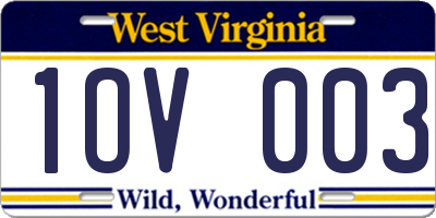 WV license plate 1OV003