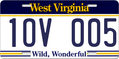 WV license plate 1OV005