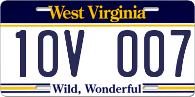 WV license plate 1OV007