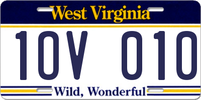 WV license plate 1OV010