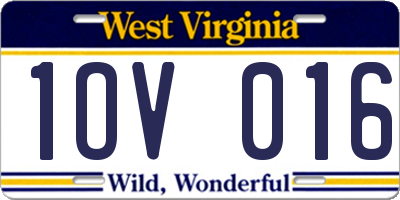 WV license plate 1OV016