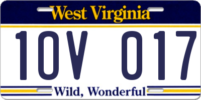 WV license plate 1OV017