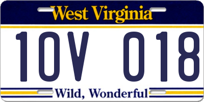 WV license plate 1OV018