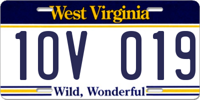 WV license plate 1OV019