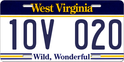 WV license plate 1OV020