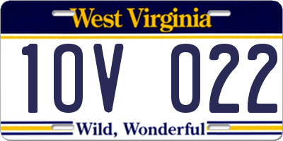 WV license plate 1OV022