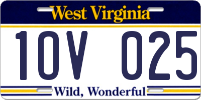 WV license plate 1OV025