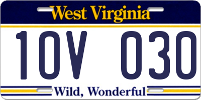 WV license plate 1OV030