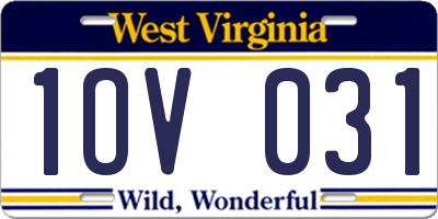 WV license plate 1OV031