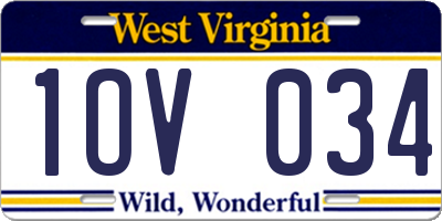 WV license plate 1OV034
