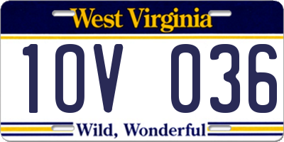 WV license plate 1OV036