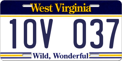 WV license plate 1OV037