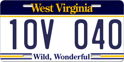 WV license plate 1OV040