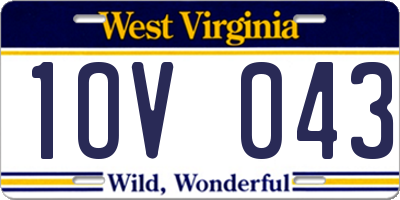 WV license plate 1OV043