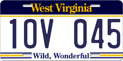 WV license plate 1OV045