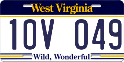 WV license plate 1OV049