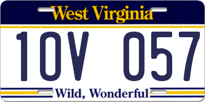 WV license plate 1OV057