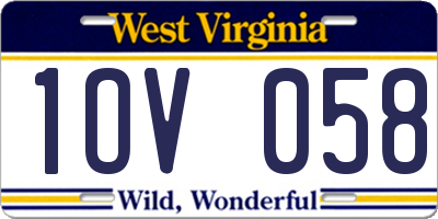 WV license plate 1OV058