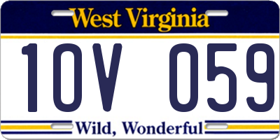 WV license plate 1OV059