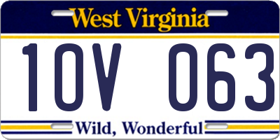 WV license plate 1OV063