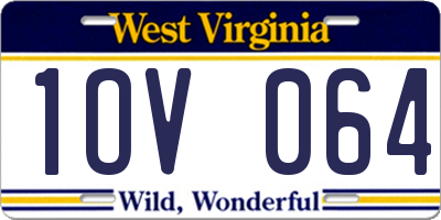 WV license plate 1OV064