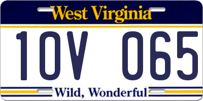 WV license plate 1OV065