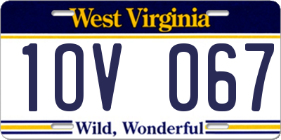 WV license plate 1OV067