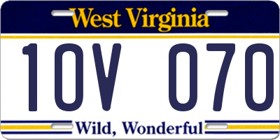 WV license plate 1OV070
