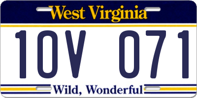WV license plate 1OV071