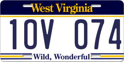 WV license plate 1OV074