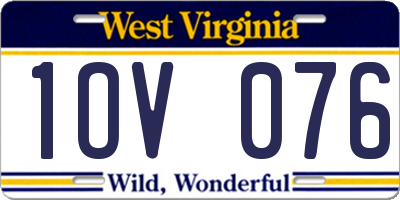 WV license plate 1OV076
