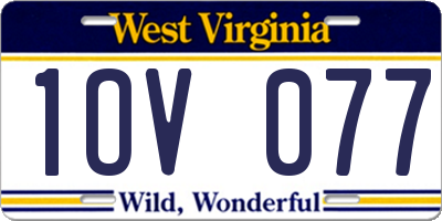 WV license plate 1OV077
