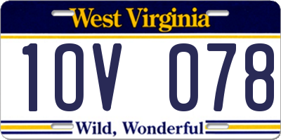 WV license plate 1OV078