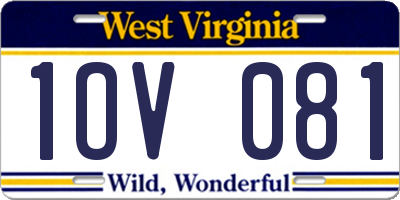 WV license plate 1OV081