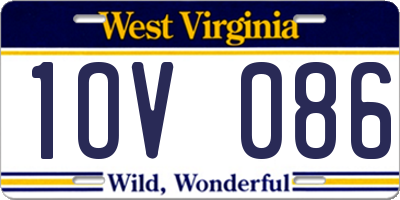 WV license plate 1OV086