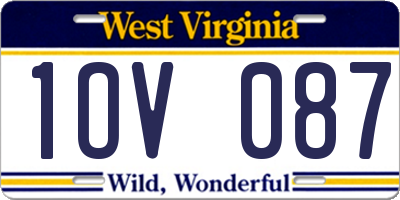 WV license plate 1OV087