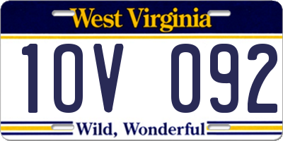 WV license plate 1OV092