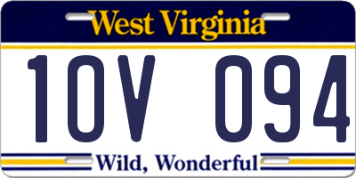 WV license plate 1OV094
