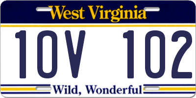 WV license plate 1OV102
