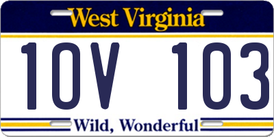 WV license plate 1OV103