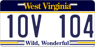 WV license plate 1OV104