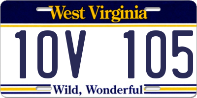 WV license plate 1OV105