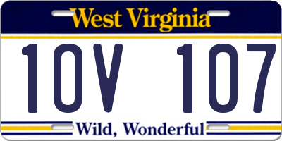 WV license plate 1OV107