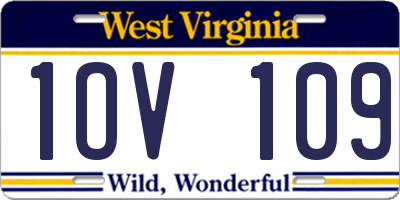 WV license plate 1OV109